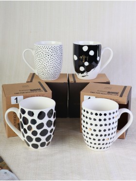 Dots Print Mug Cup Set (4ps) 350ml (12oz)